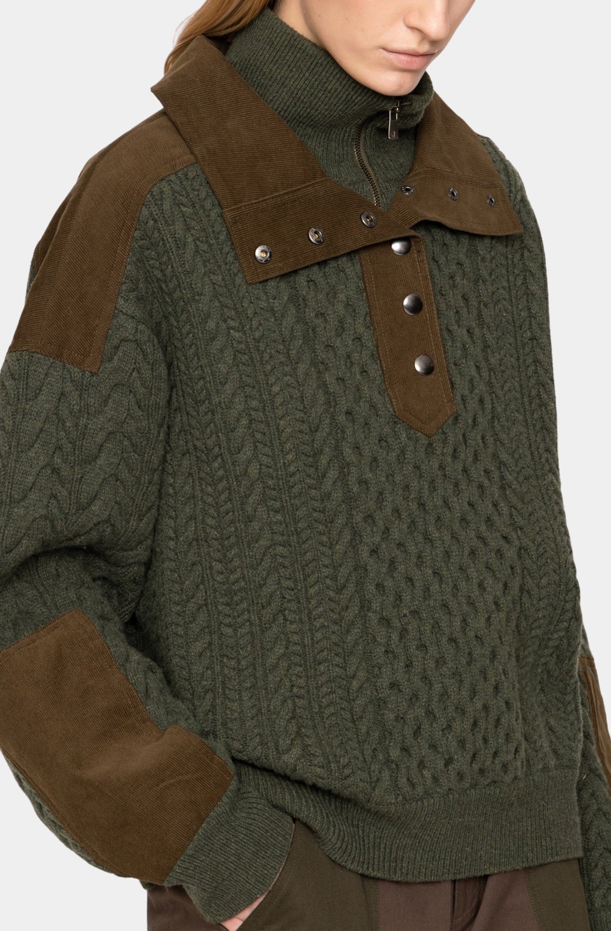 Alen Cable Half Zip Dbl Layer Sweater
