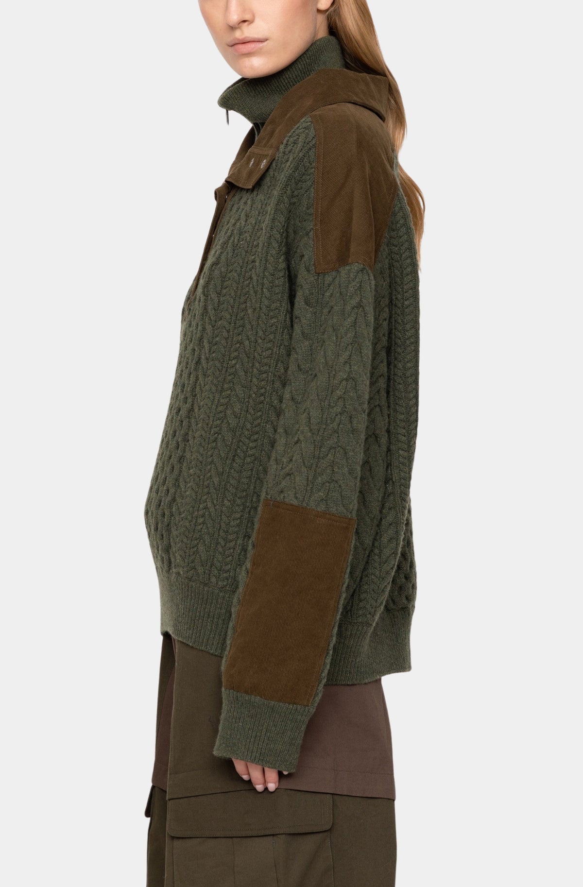 Alen Cable Half Zip Dbl Layer Sweater
