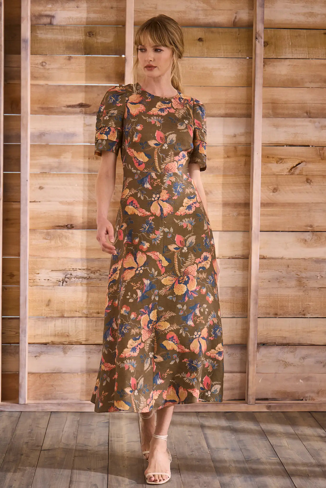 Casey Dress Olive Floral