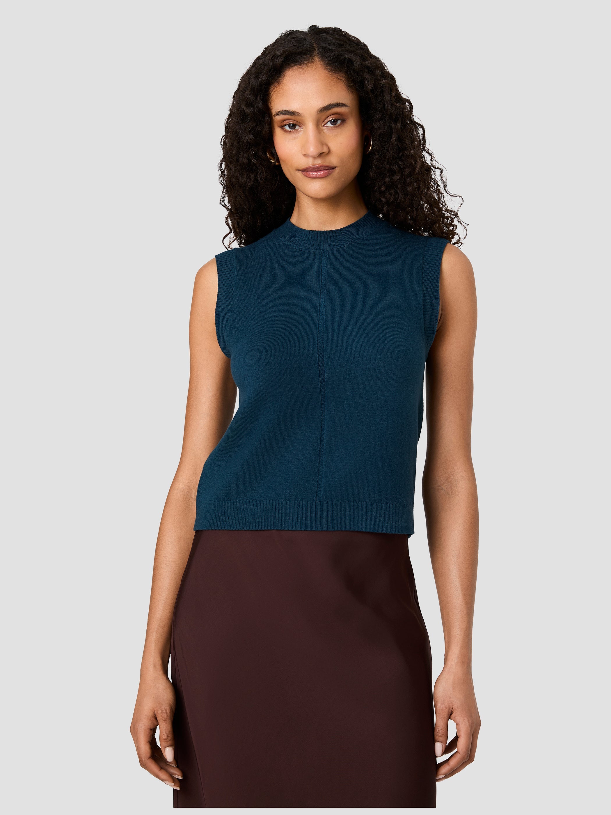 Babysoft Vertical Tick Crewneck Sleeveless Top