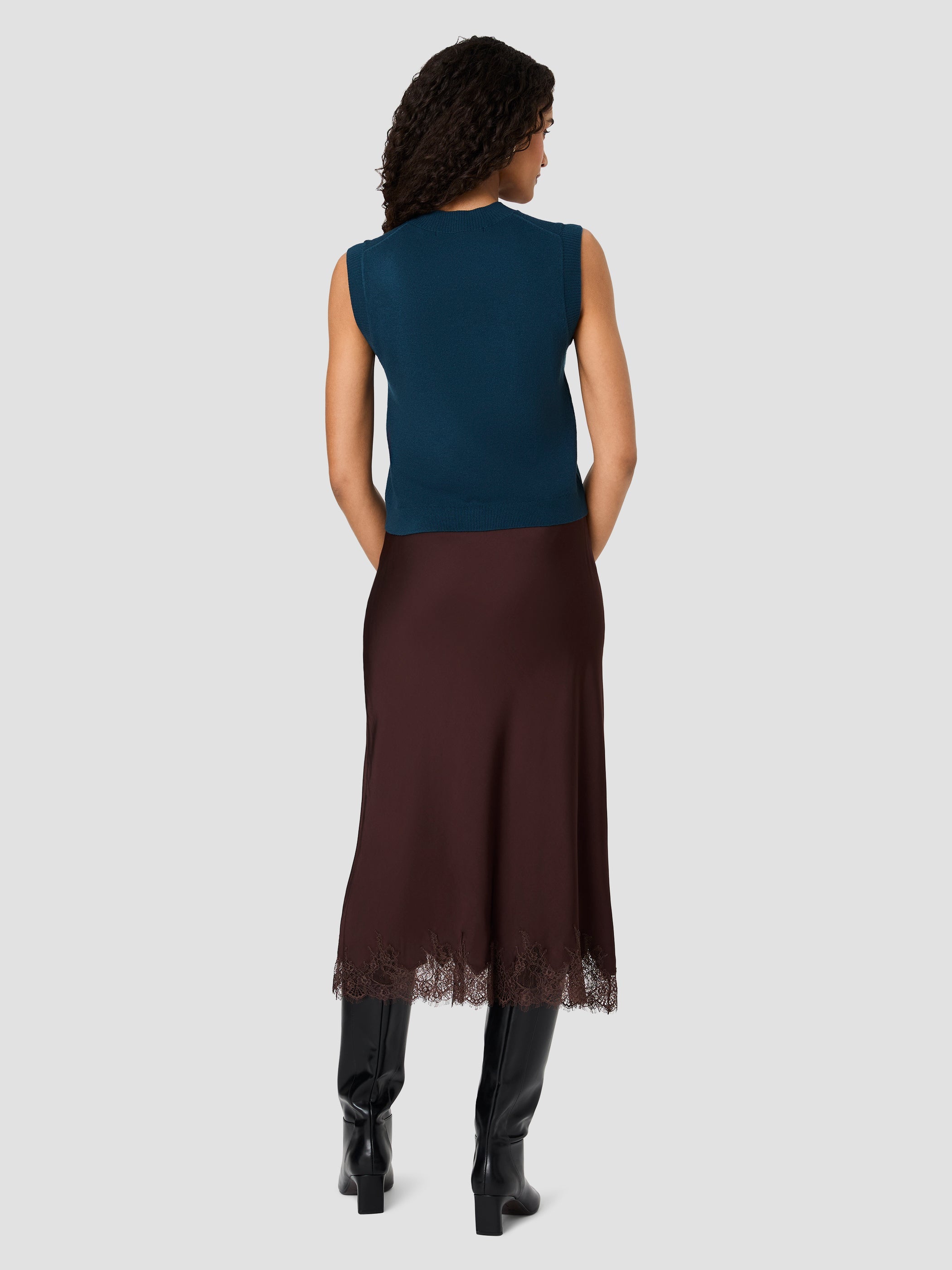 Babysoft Vertical Tick Crewneck Sleeveless Top