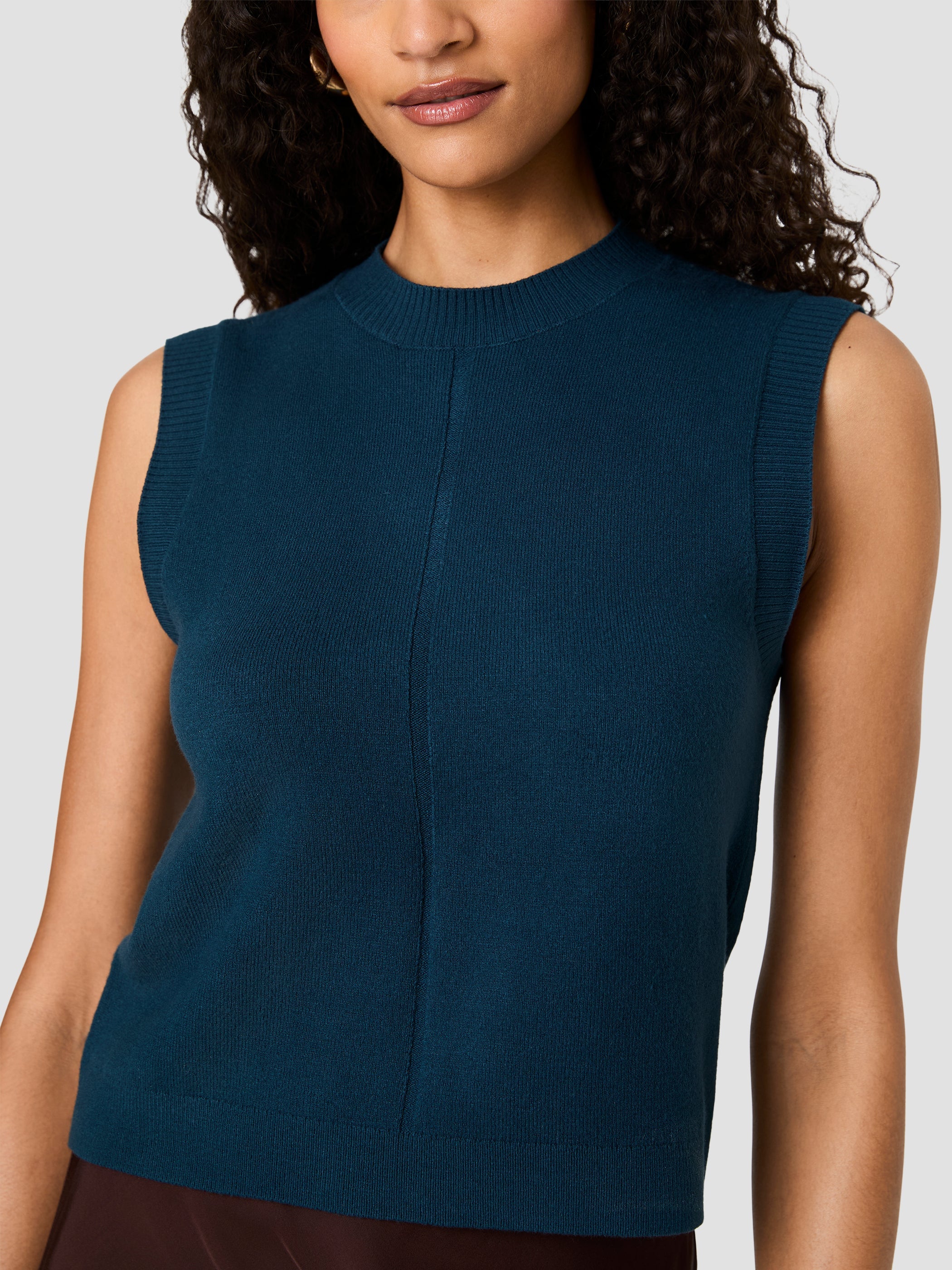 Babysoft Vertical Tick Crewneck Sleeveless Top