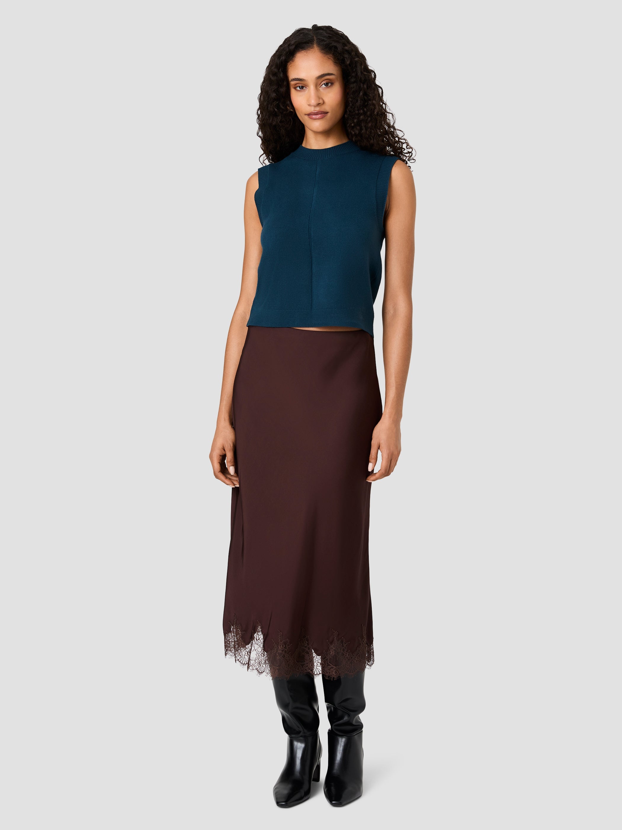 Babysoft Vertical Tick Crewneck Sleeveless Top