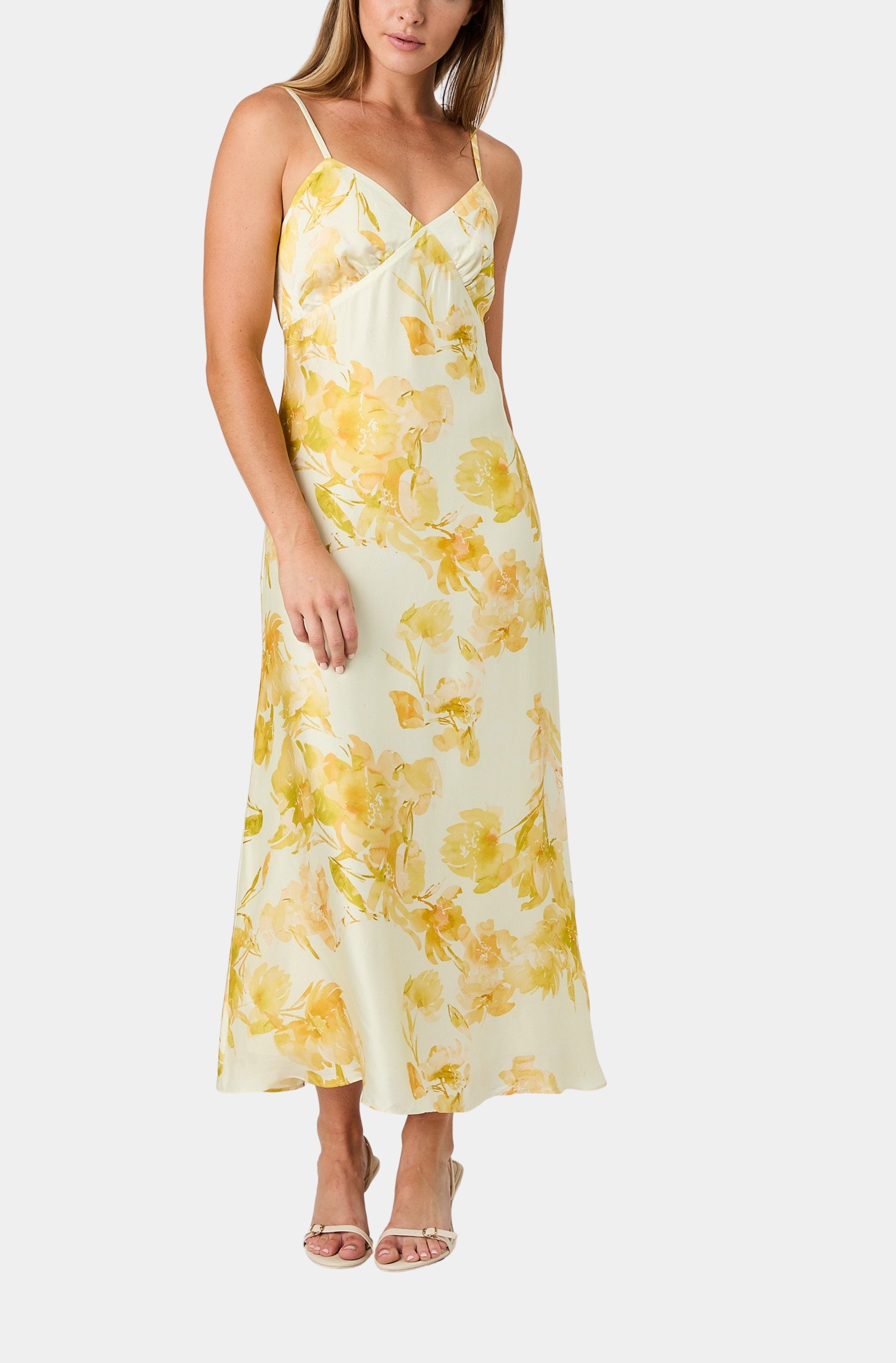 Oona Satin Sophie Floral V-neck Dress