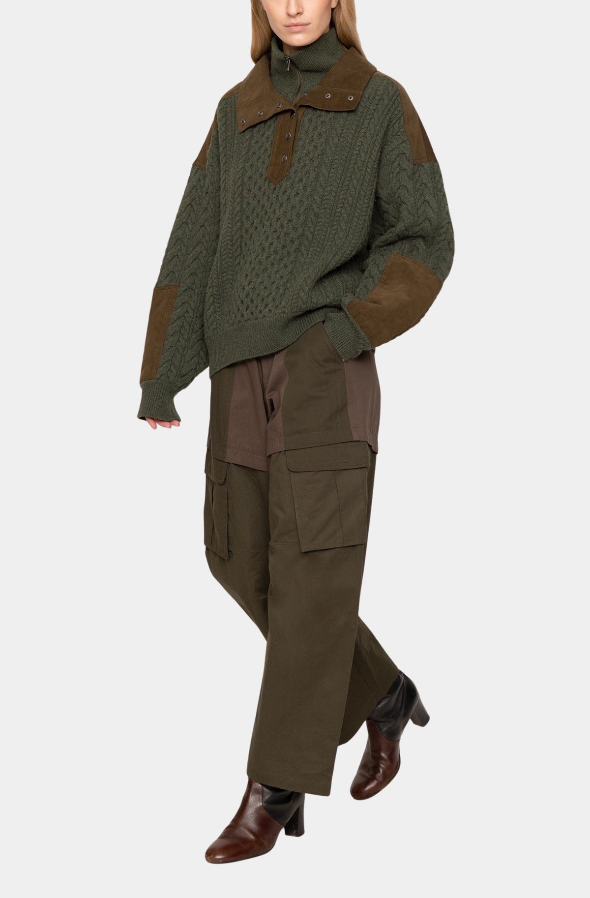 Alen Cable Half Zip Dbl Layer Sweater
