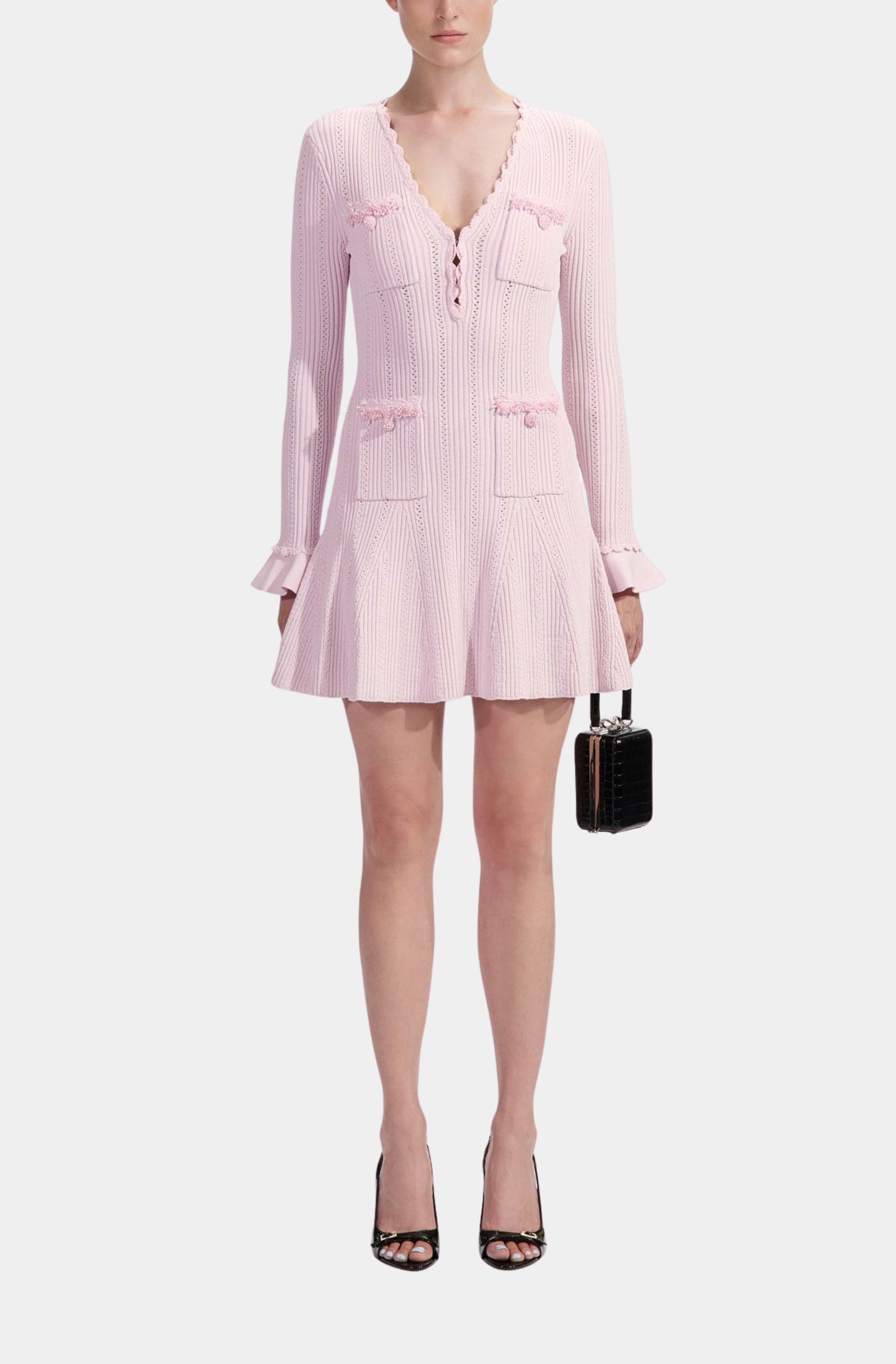 pink pearl mini dress Pink Pearl Trim Knit Mini Dress – Hemline Winter Park