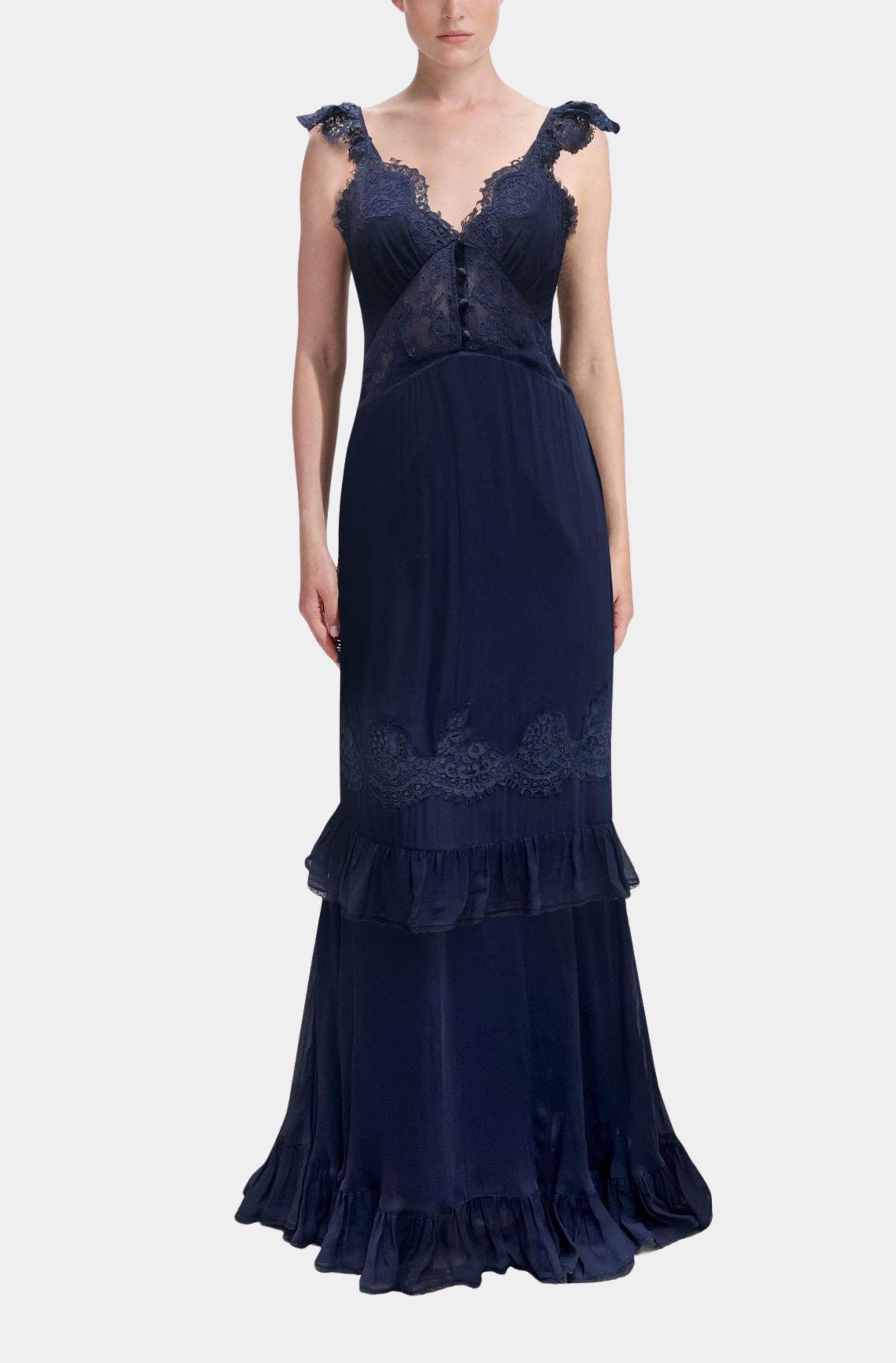 Navy  Lace Georgette Maxi Dress