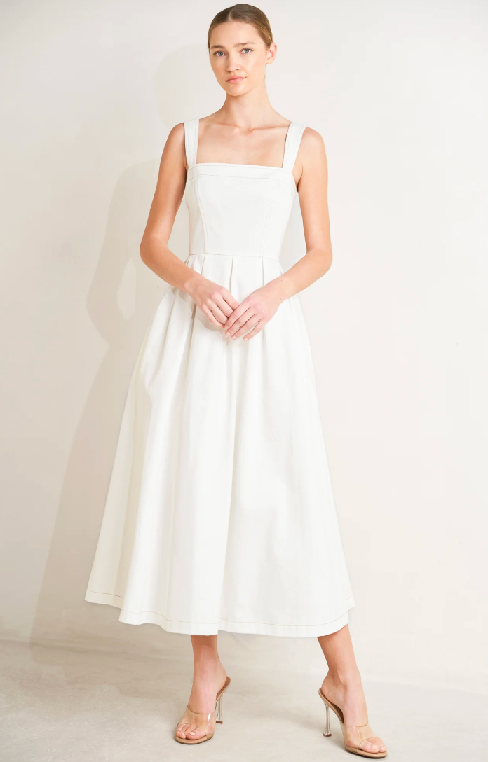 celine square neckline long dress Celine Ruffle Square Neck Maxi Dress