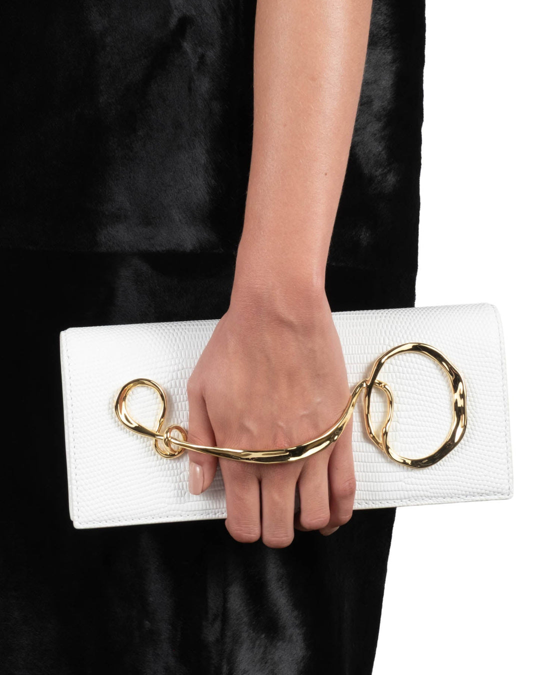 Twisted Gold Side Handle Clutch Purse