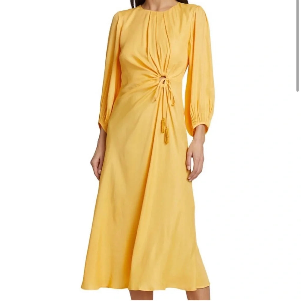 Yellow Pipping Midi Dress- FINAL SALE
