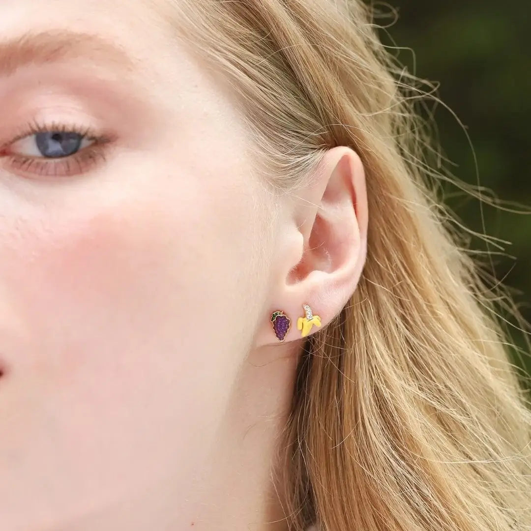 Enamel And CZ Banana Studs