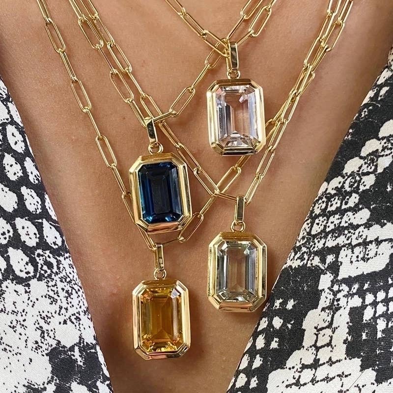 Vintage Style Stainless Steel Zircon Pendant Necklace