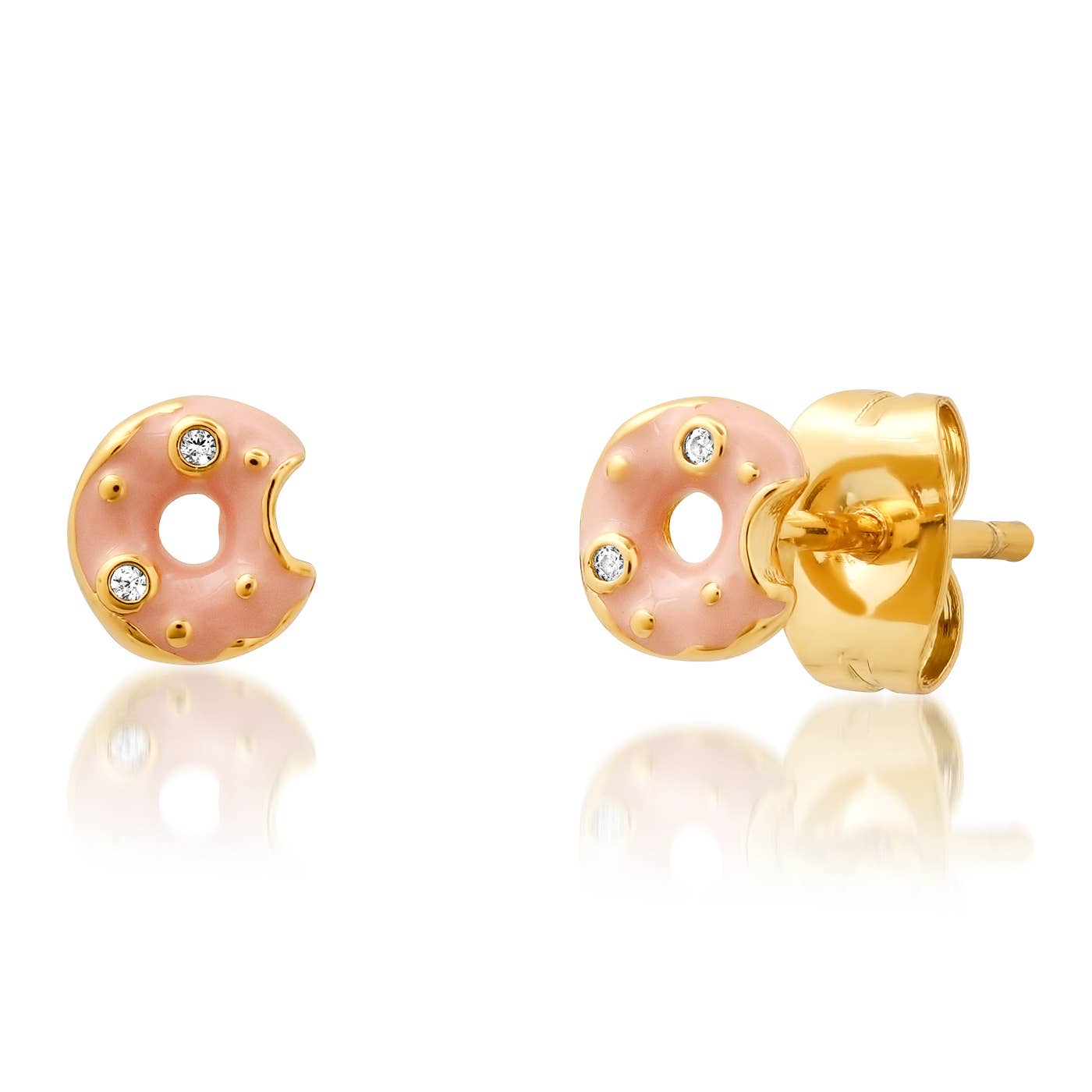 Enamel Donut Studs - Gold Vermeil
