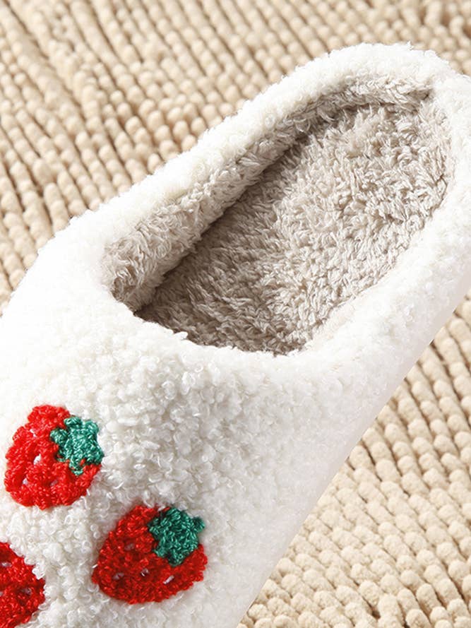 Cozy Warm Strawberry Flurry Knit Slippers