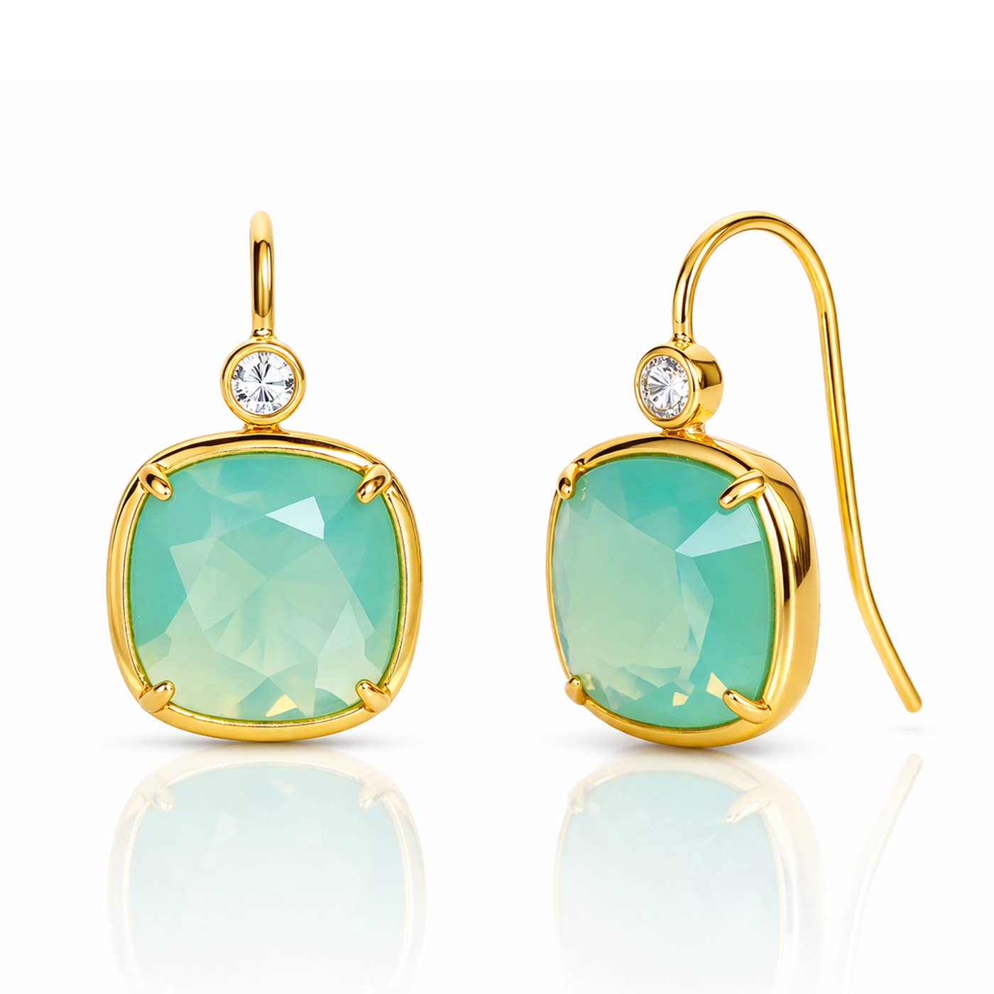Classic Gold Drop Earring with Faceted Stone