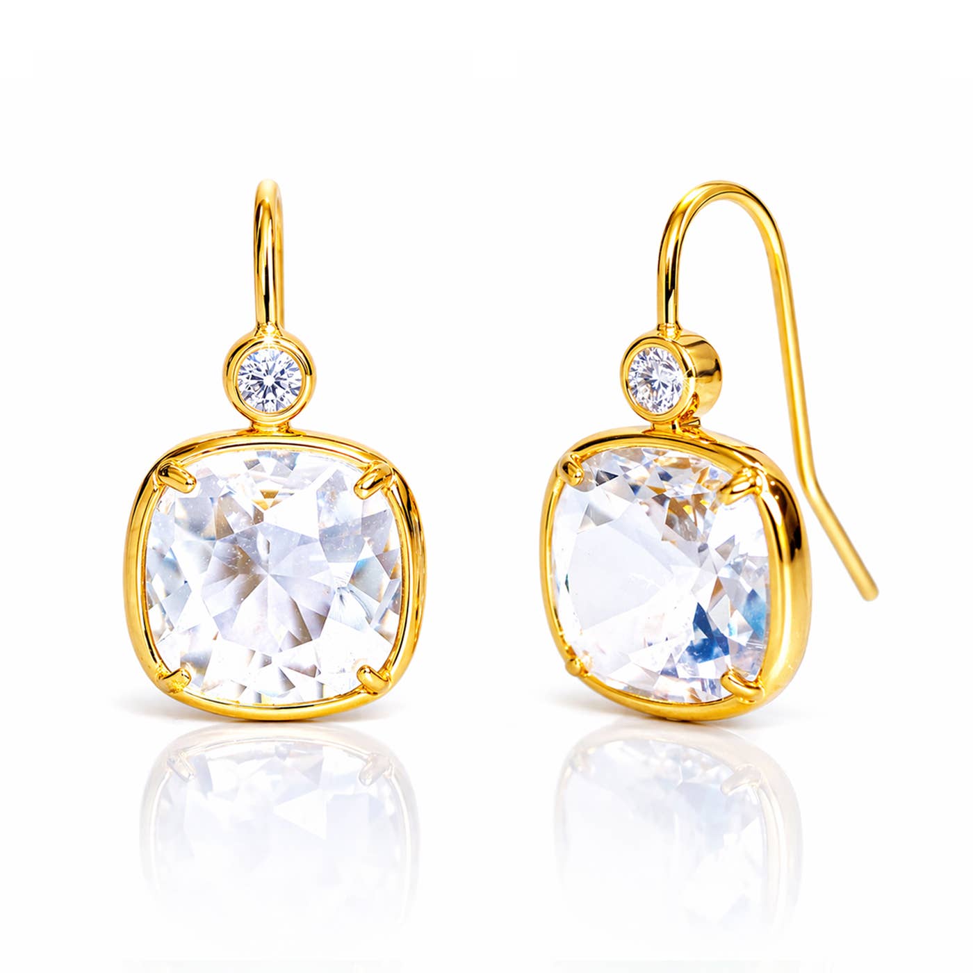 Classic Gold Drop Earring with Faceted Stone