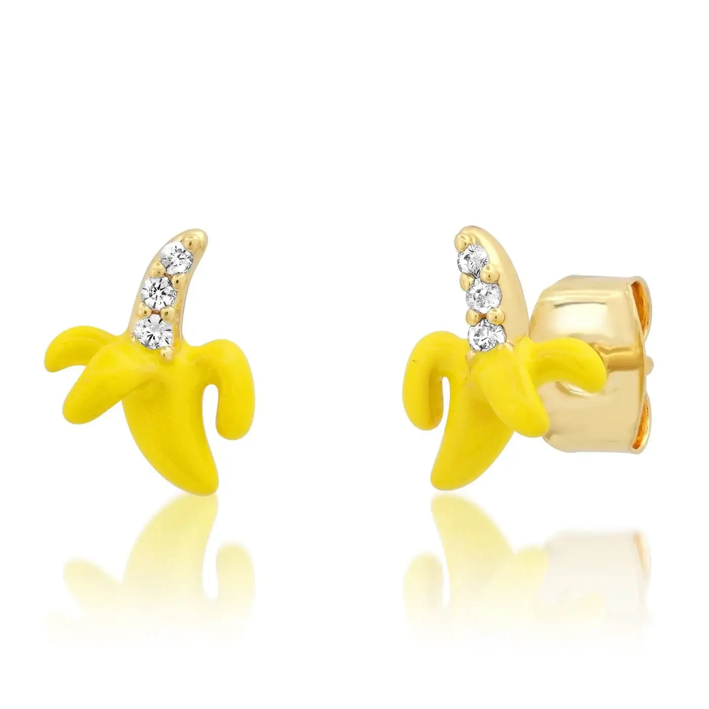 Enamel And CZ Banana Studs