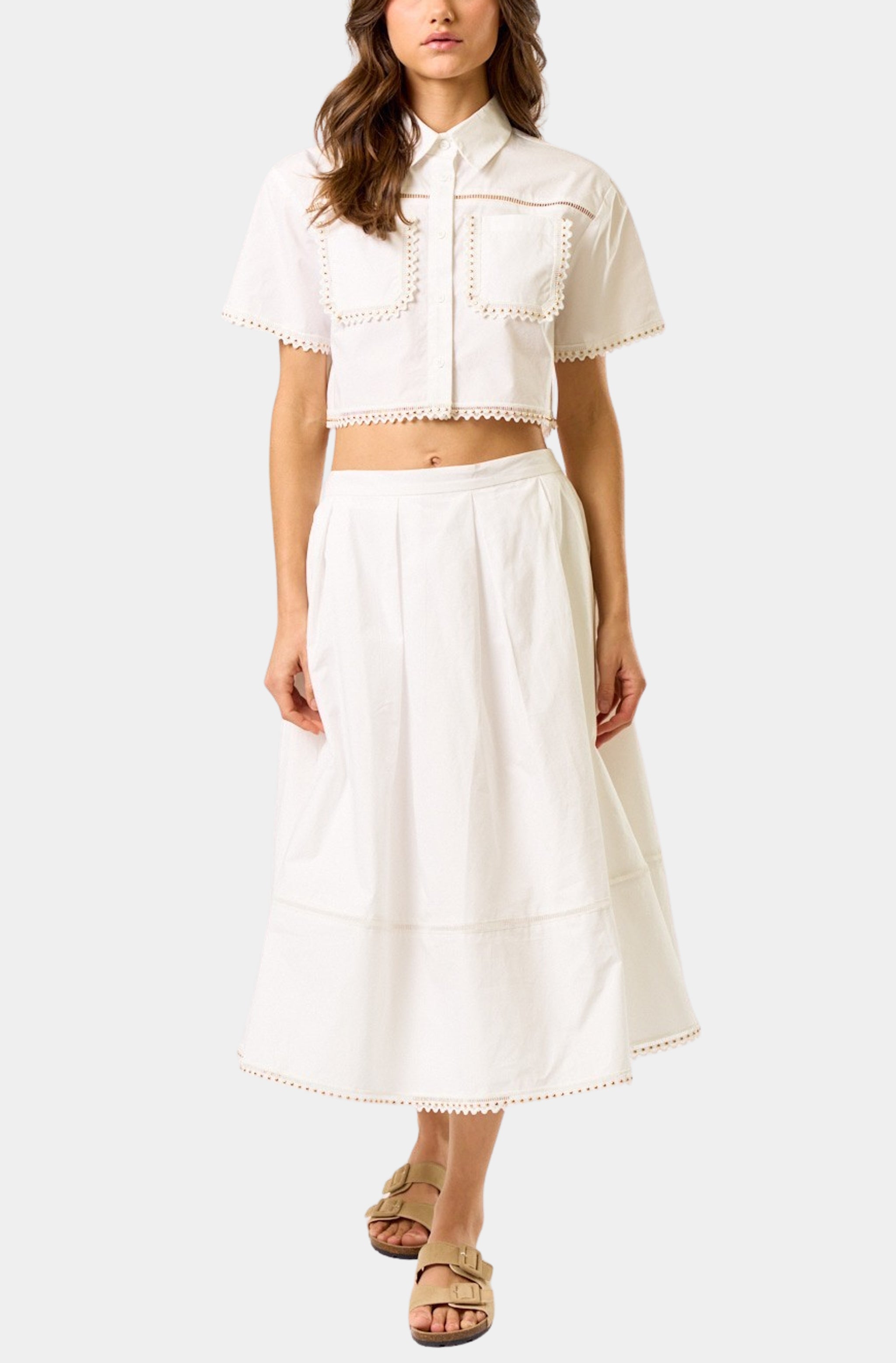 [MONOHA] / ☆ 25SS Linen lace trimmed skirt / 2 colors Linen lace trimmed skirt (white / gray) : MONOHA