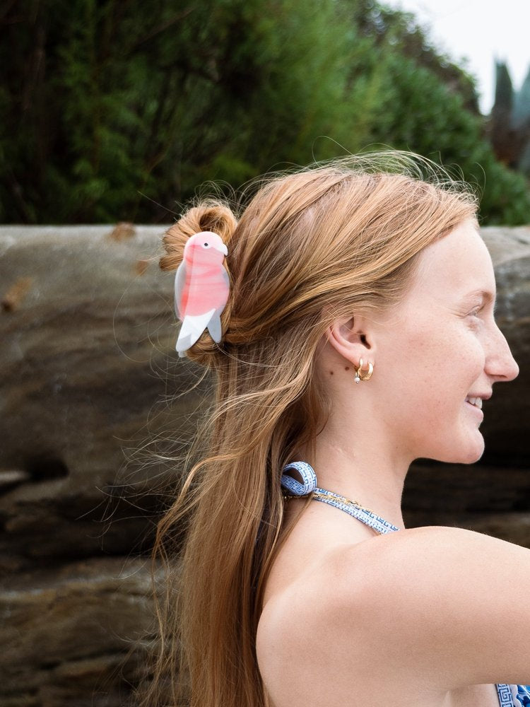 Pink Parrot Hair Clip Claw