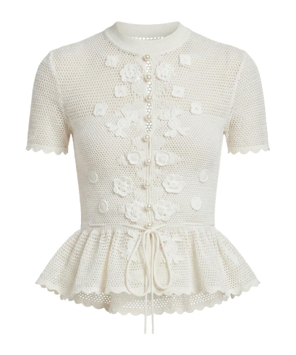 White Floral Crochet Top